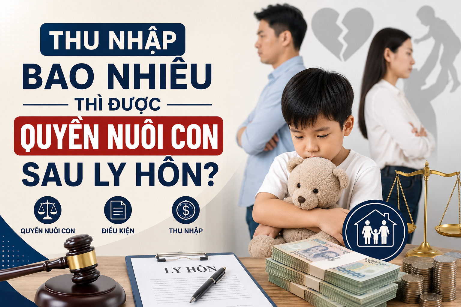 SAU LY HÔN, THU NHẬP BAO NHIÊU THÌ ĐƯỢC QUYỀN NUÔI CON?