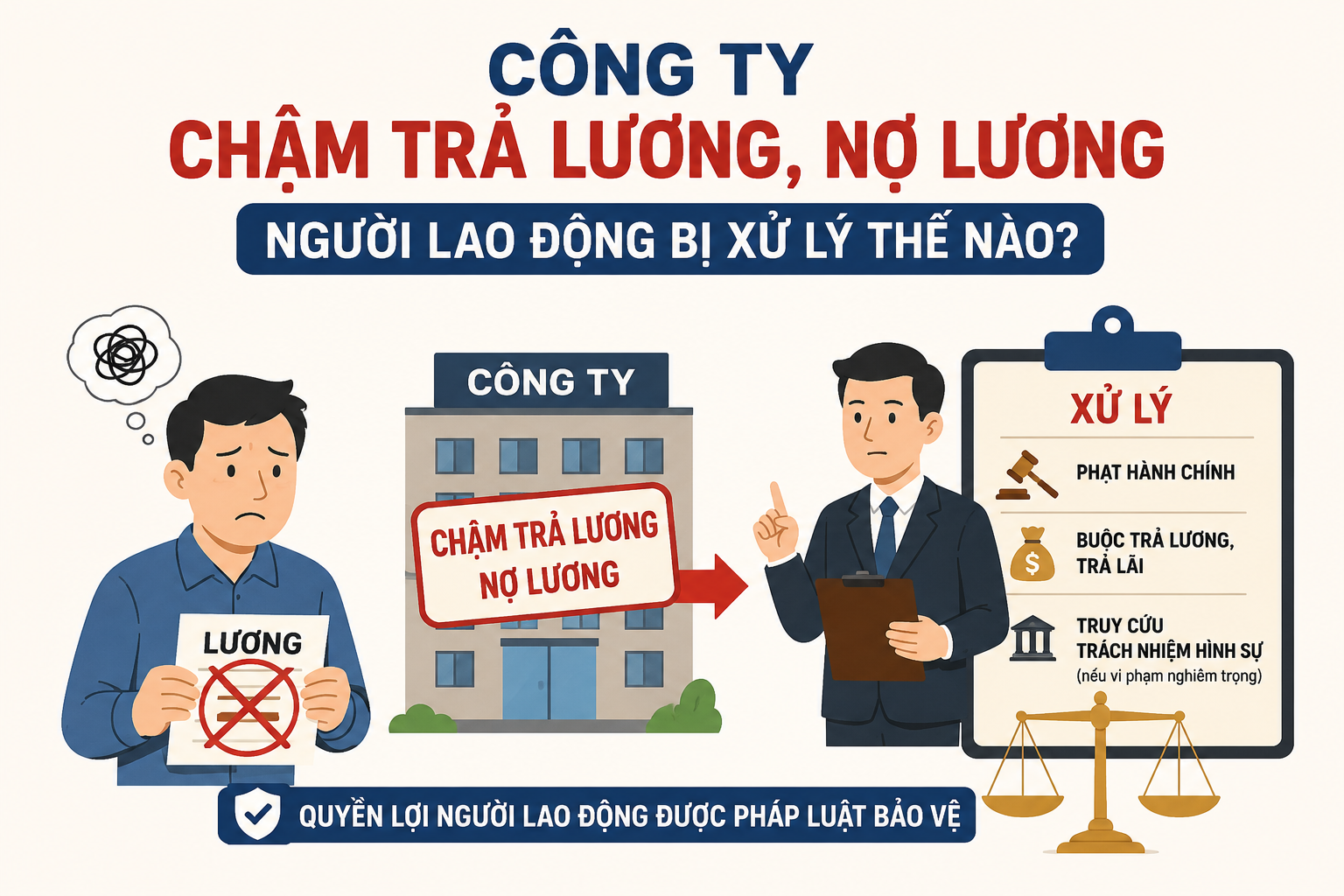 CÔNG TY CHẬM TRẢ LƯƠNG, NỢ LƯƠNG NGƯỜI LAO ĐỘNG THÌ BỊ XỬ LÝ THẾ NÀO?