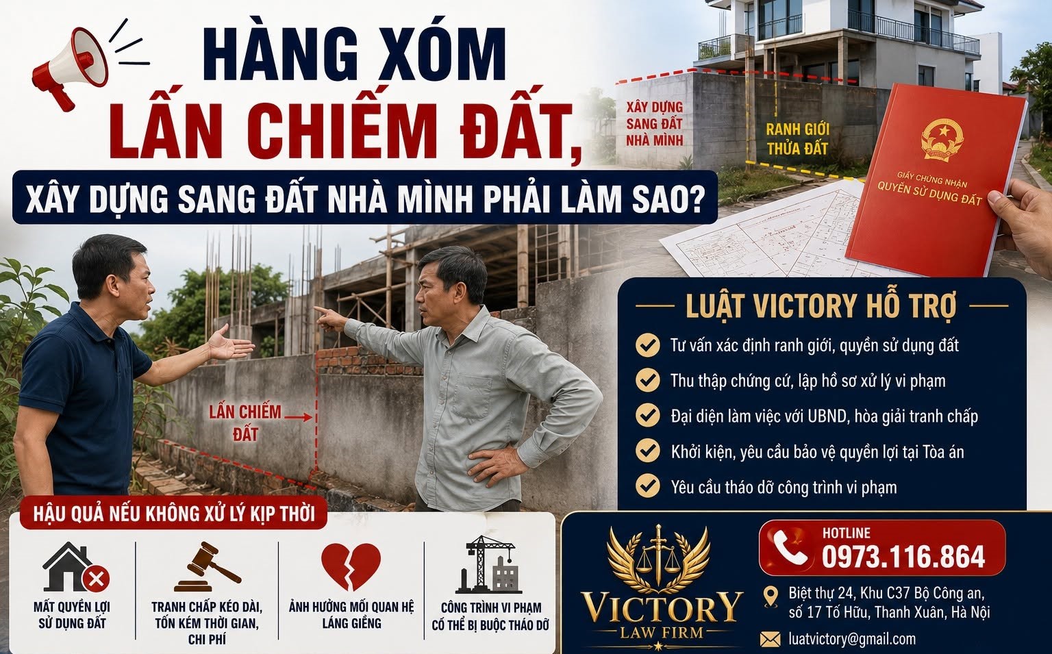HÀNG XÓM LẤN CHIẾM ĐẤT, XÂY DỰNG SANG ĐẤT NHÀ MÌNH PHẢI LÀM SAO?